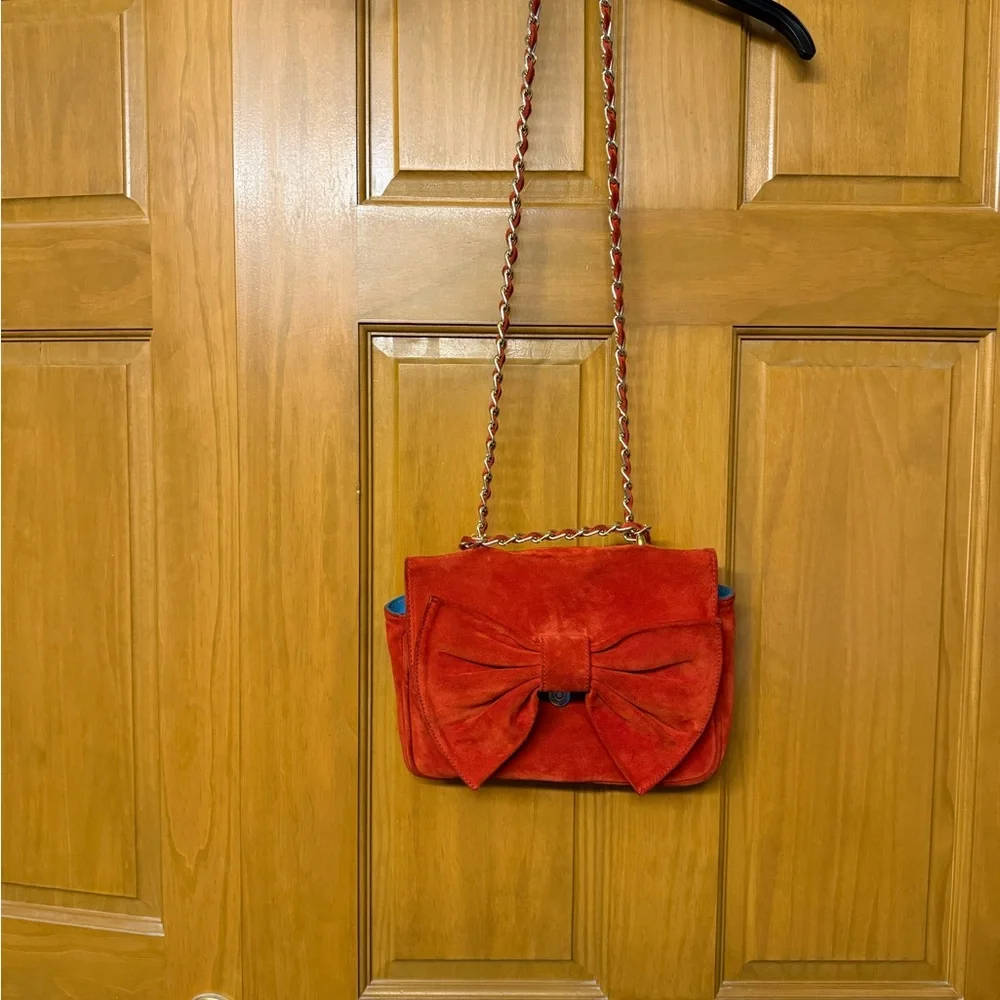 Chic Red Bow suede Women's Shoulder Bag - Picture 4 of 15